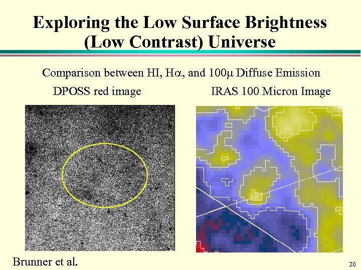 Exploring the Low Surface Brightness (Low Contrast) Universe Comparison between HI, Ha, and 100