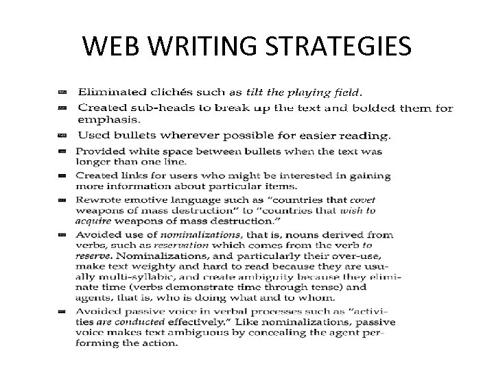 WEB WRITING STRATEGIES 