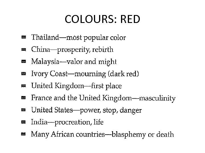 COLOURS: RED 
