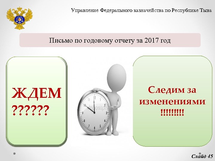 Управление Федерального казначейства по Республике Тыва Письмо по годовому отчету за 2017 год ЖДЕМ