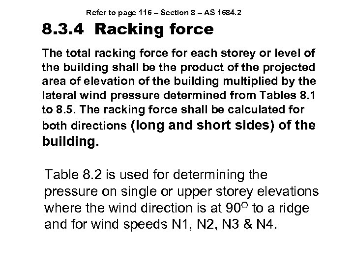 Refer to page 116 – Section 8 – AS 1684. 2 8. 3. 4