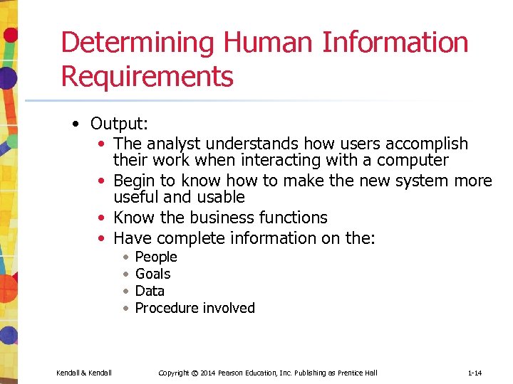 Determining Human Information Requirements • Output: • The analyst understands how users accomplish their