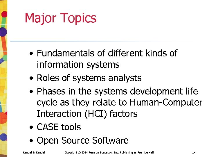 Major Topics • Fundamentals of different kinds of information systems • Roles of systems