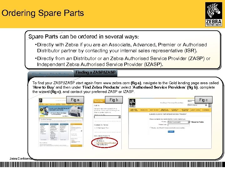 Ordering Spare Parts can be ordered in several ways: • Directly with Zebra if