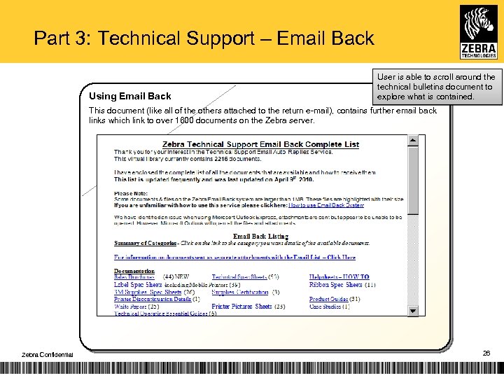 Part 3: Technical Support – Email Back Using Email Back User is able to