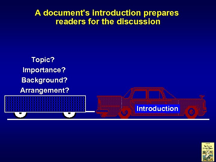 A document's introduction prepares readers for the discussion Topic? Importance? Background? Arrangement? Introduction 