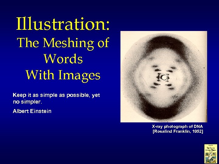 Illustration: The Meshing of Words With Images Keep it as simple as possible, yet