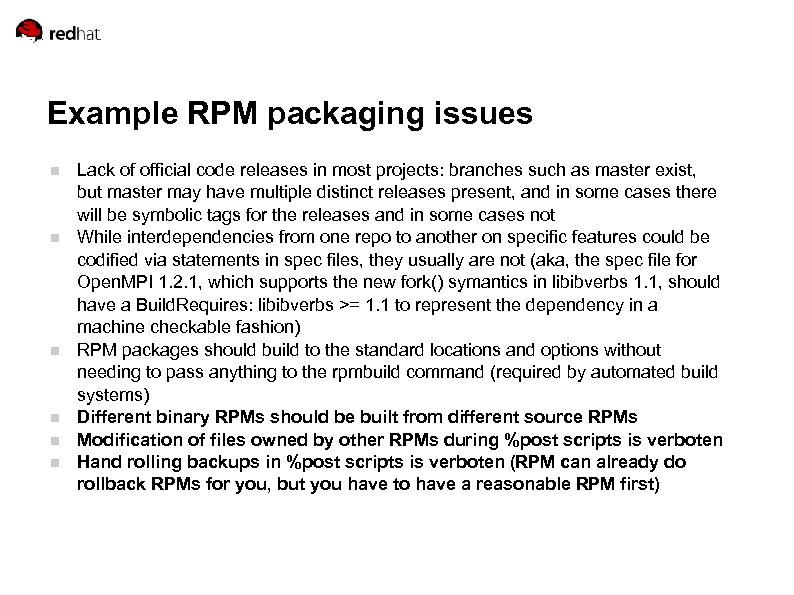 Red Hat Requirements Doug Ledford RPM packaging