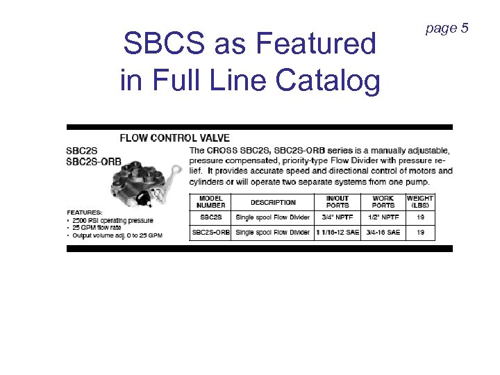 SBCS as Featured in Full Line Catalog page 5 