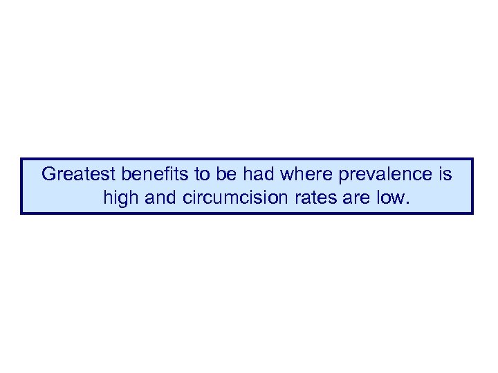 Greatest benefits to be had where prevalence is high and circumcision rates are low.