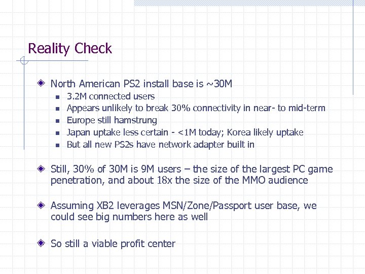 Reality Check North American PS 2 install base is ~30 M n n n