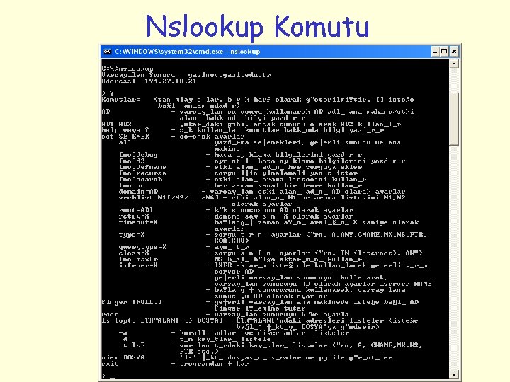 Nslookup Komutu 