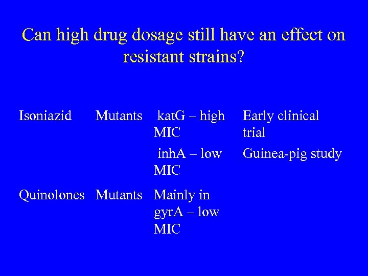 Can high drug dosage still have an effect on resistant strains? Isoniazid Mutants kat.