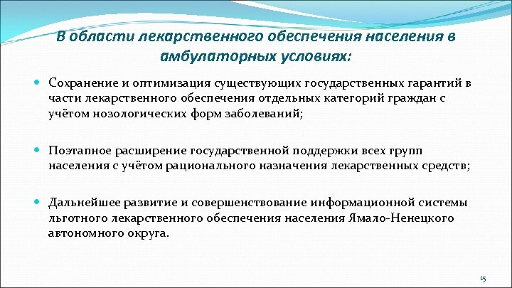 В области лекарственного обеспечения населения в амбулаторных условиях: Сохранение и оптимизация существующих государственных гарантий