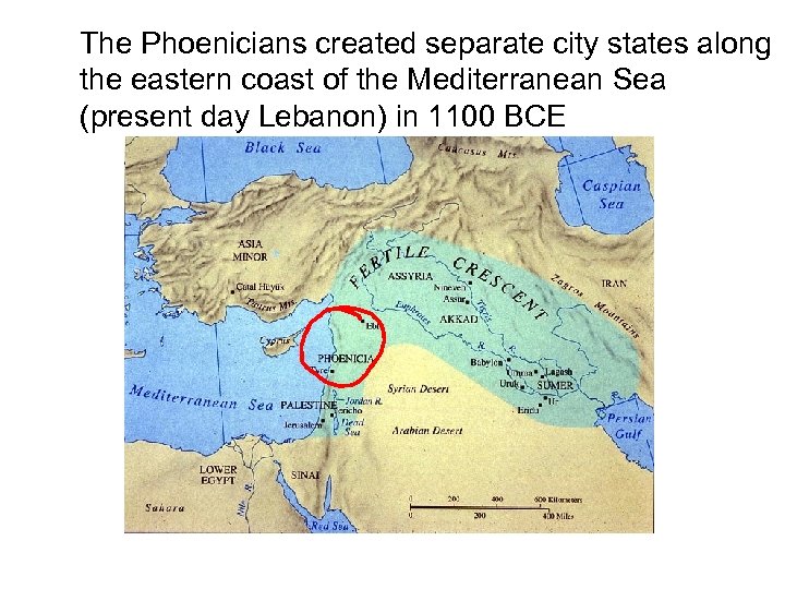 The Phoenicians created separate city states along the eastern coast of the Mediterranean Sea