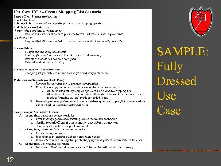 SAMPLE: Fully Dressed Use Case 12 