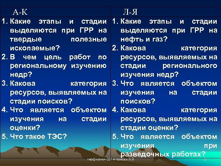 А-К Л-Я 1. Какие этапы и стадии выделяются при ГРР на твердые полезные ископаемые?