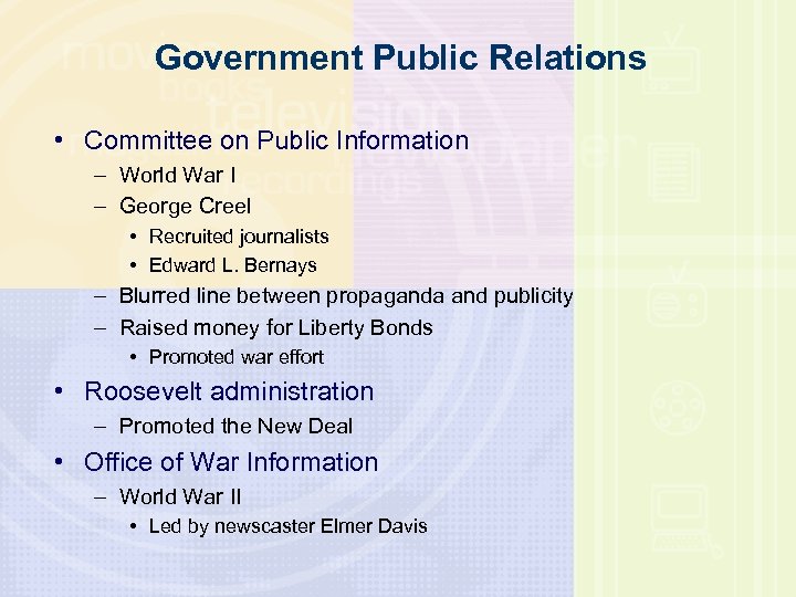 Government Public Relations • Committee on Public Information – World War I – George