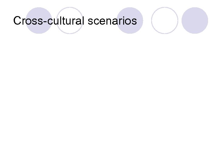 Cross-cultural scenarios 