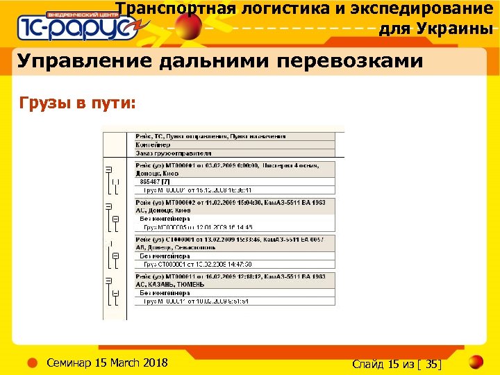 Транспортная логистика и экспедирование для Украины Управление дальними перевозками Грузы в пути: Семинар 15