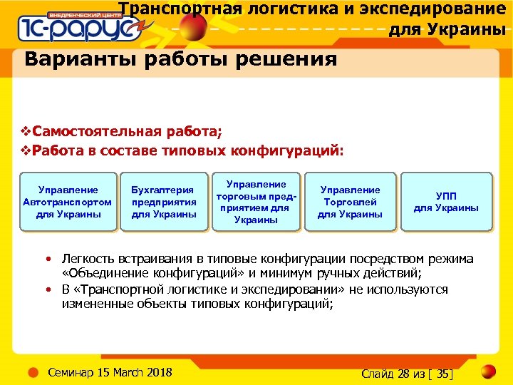 Транспортная логистика и экспедирование для Украины Варианты работы решения v. Самостоятельная работа; v. Работа