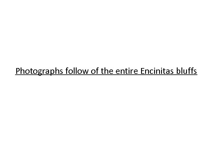 Photographs follow of the entire Encinitas bluffs 