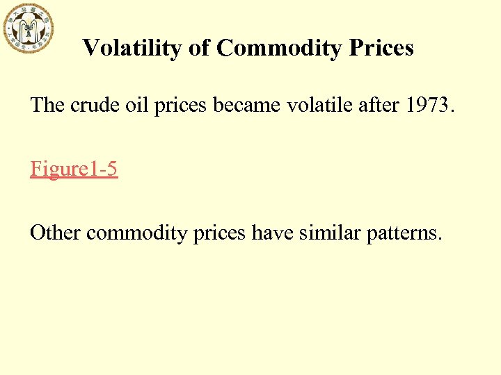 Volatility of Commodity Prices The crude oil prices became volatile after 1973. Figure 1