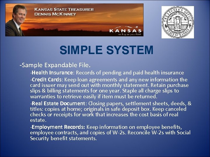 SIMPLE SYSTEM -Sample Expandable File. -Health Insurance: Records of pending and paid health insurance