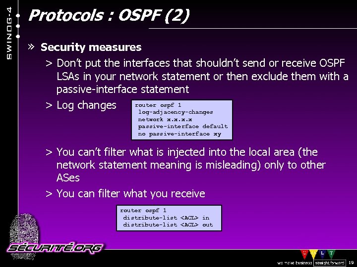 Protocols : OSPF (2) » Security measures > Don’t put the interfaces that shouldn’t