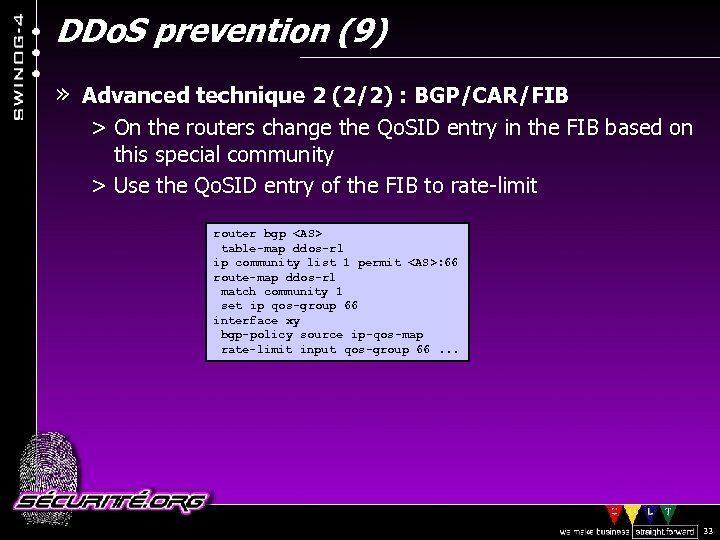 DDo. S prevention (9) » Advanced technique 2 (2/2) : BGP/CAR/FIB > On the