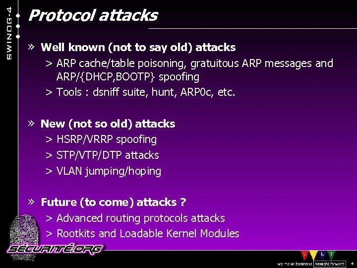 Protocol attacks » Well known (not to say old) attacks > ARP cache/table poisoning,