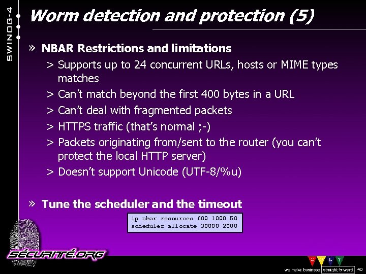 Worm detection and protection (5) » NBAR Restrictions and limitations > Supports up to