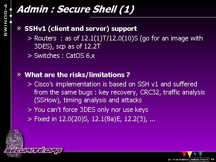 Admin : Secure Shell (1) » SSHv 1 (client and server) support > Routers