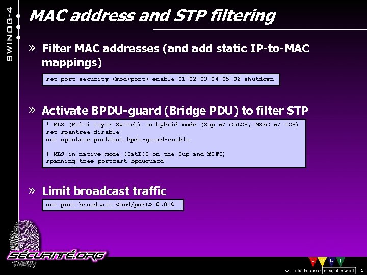 MAC address and STP filtering » Filter MAC addresses (and add static IP-to-MAC mappings)