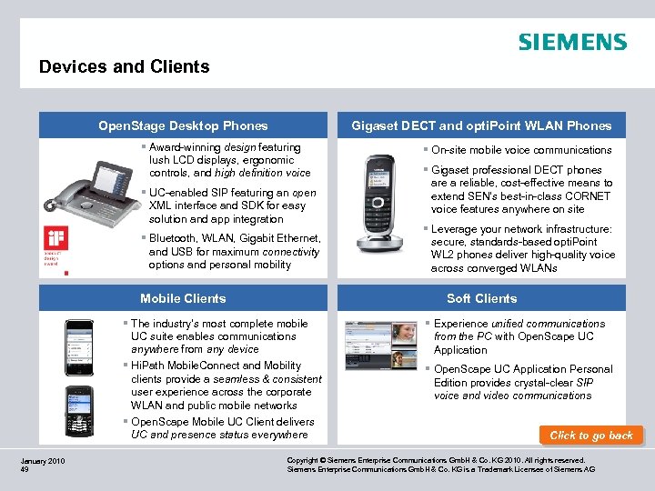 Devices and Clients Open. Stage Desktop Phones Gigaset DECT and opti. Point WLAN Phones