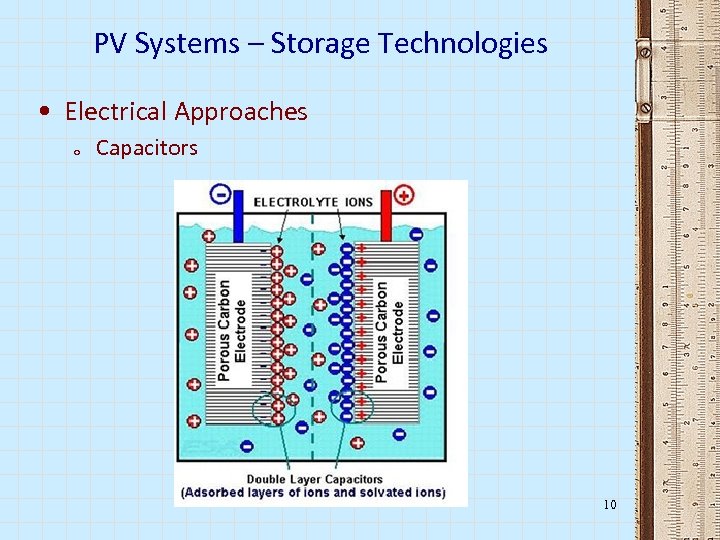 PV Systems – Storage Technologies • Electrical Approaches o Capacitors 10 