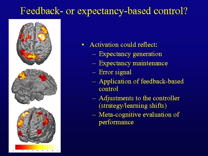 Feedback- or expectancy-based control? • Activation could reflect: – Expectancy generation – Expectancy maintenance