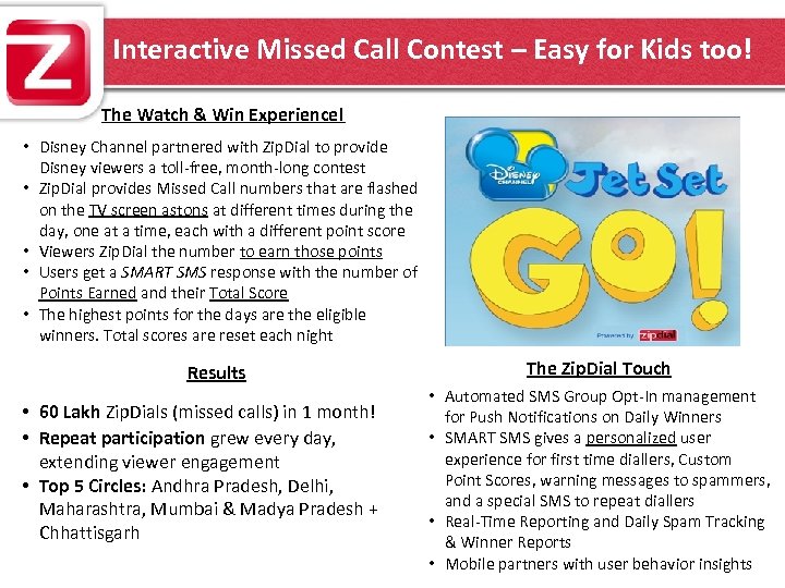 Interactive Missed Call Contest – Easy for Kids too! The Watch & Win Experience!