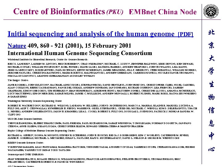 Initial sequencing and analysis of the human genome [PDF] Nature 409, 860 - 921