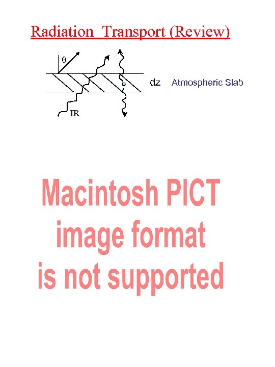 Radiation Transport (Review) dz IR Atmospheric Slab 