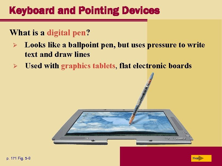 Keyboard and Pointing Devices What is a digital pen? Ø Ø Looks like a