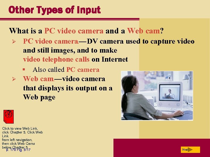 Other Types of Input What is a PC video camera and a Web cam?