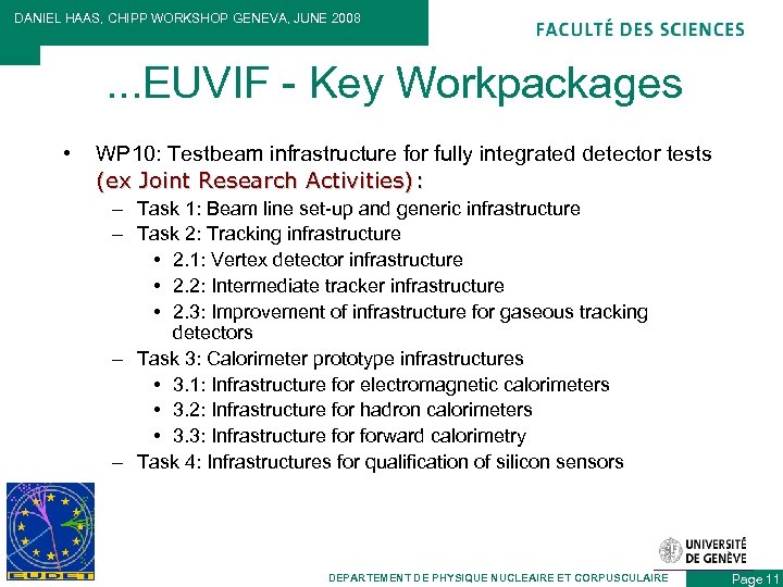 DANIEL HAAS, CHIPP WORKSHOP GENEVA, JUNE 2008 . . . EUVIF - Key Workpackages