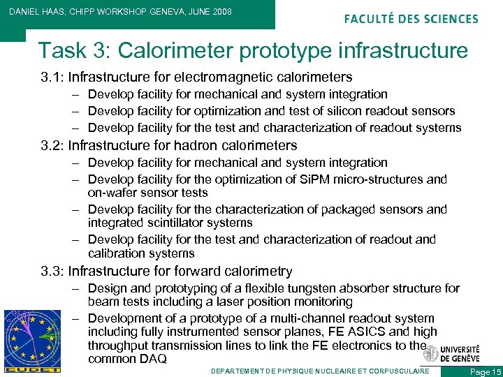 DANIEL HAAS, CHIPP WORKSHOP GENEVA, JUNE 2008 Task 3: Calorimeter prototype infrastructure 3. 1: