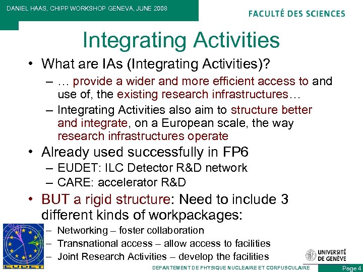 DANIEL HAAS, CHIPP WORKSHOP GENEVA, JUNE 2008 Integrating Activities • What are IAs (Integrating