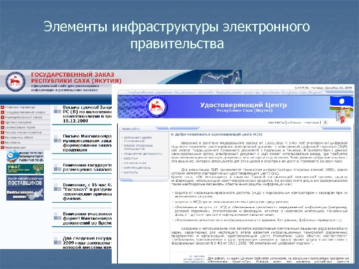 Элементы инфраструктуры электронного правительства 