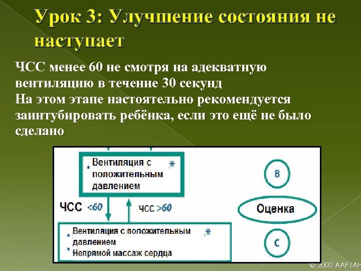 Урок 3: Улучшение состояния не наступает ЧСС менее 60 не смотря на адекватную вентиляцию