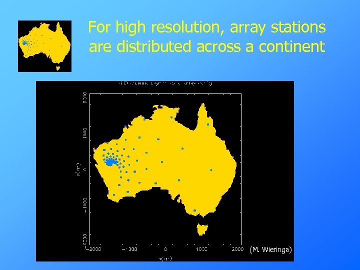 For high resolution, array stations are distributed across a continent (M. Wieringa) 