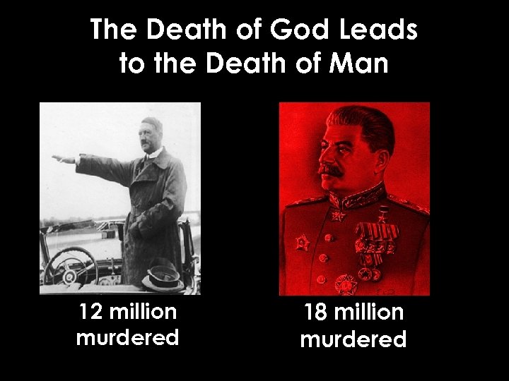 The Death of God Leads to the Death of Man 12 million murdered 18