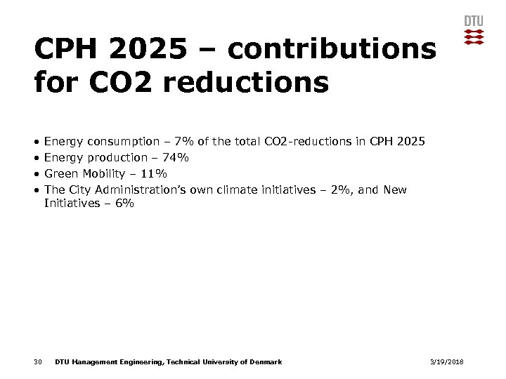 CPH 2025 – contributions for CO 2 reductions • • 30 Energy consumption –